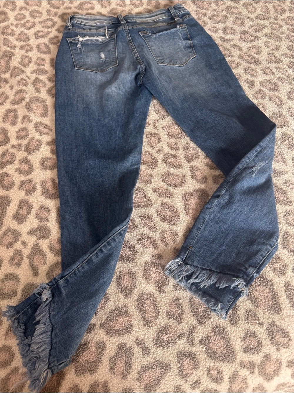 KanCan Medium Blue Frayed Hem Flare Jeans